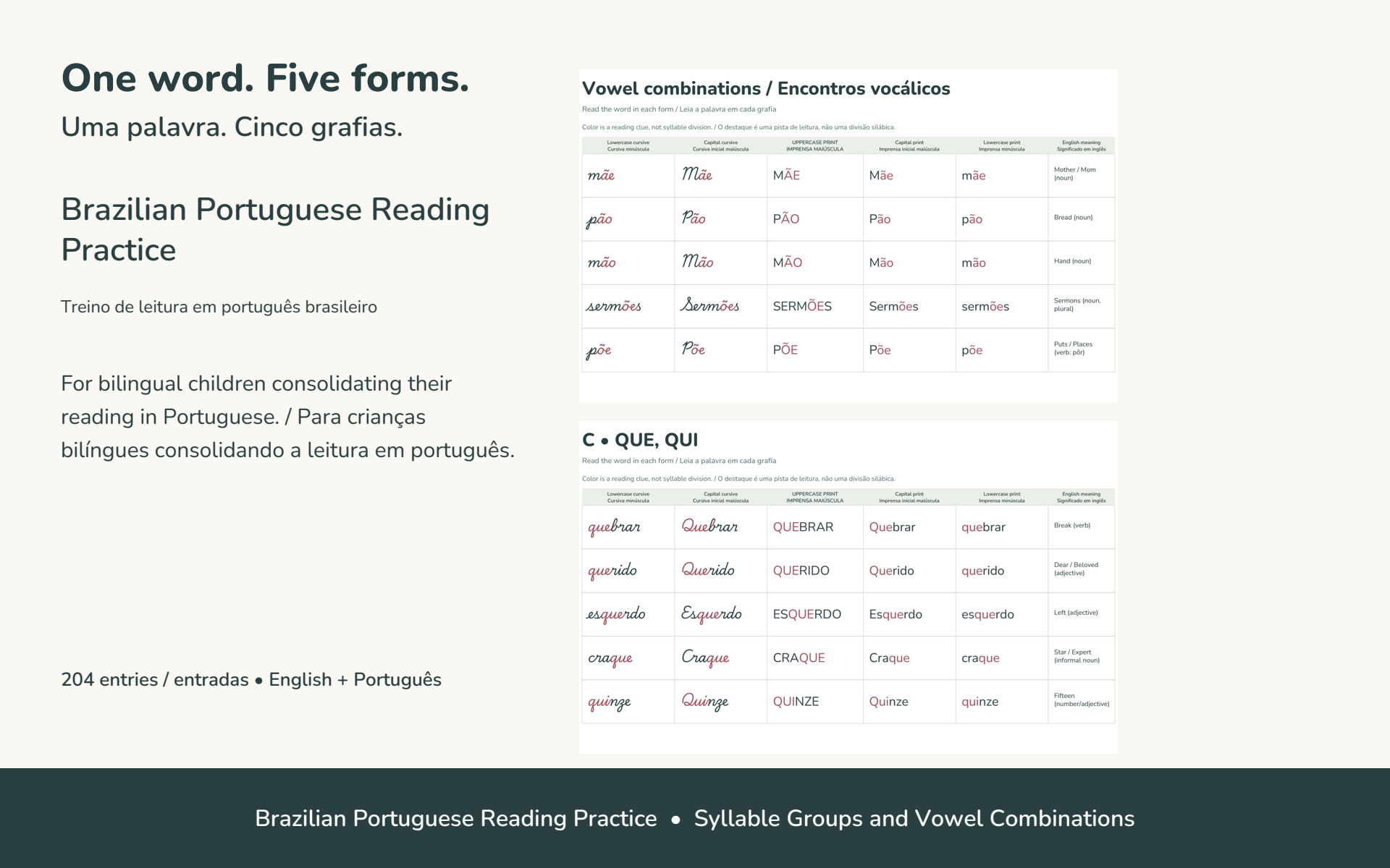 Brazilian Portuguese Reading Practice for Bilingual Kids | Printable PDF sample