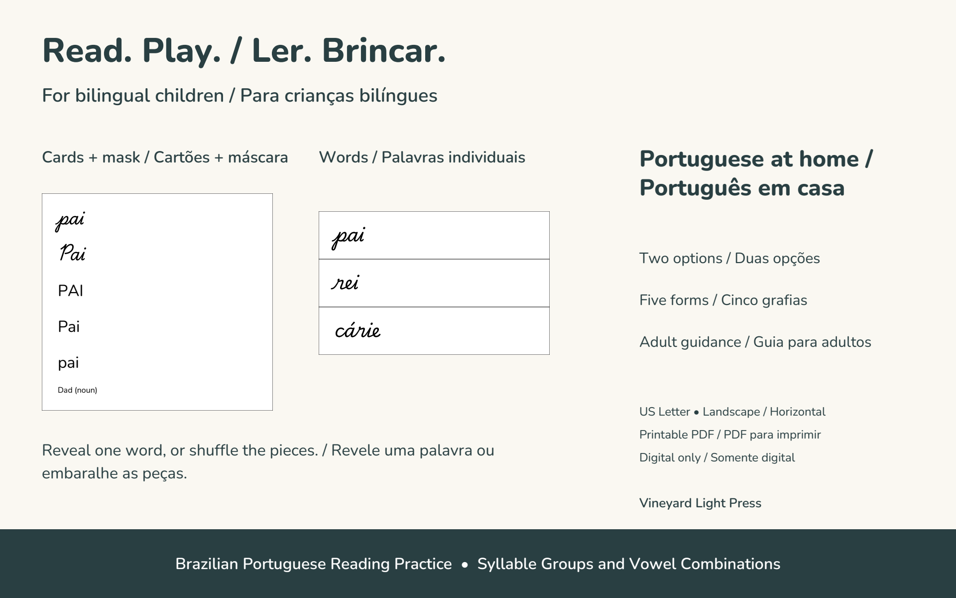 Brazilian Portuguese Reading Practice for Bilingual Kids | Printable PDF sample